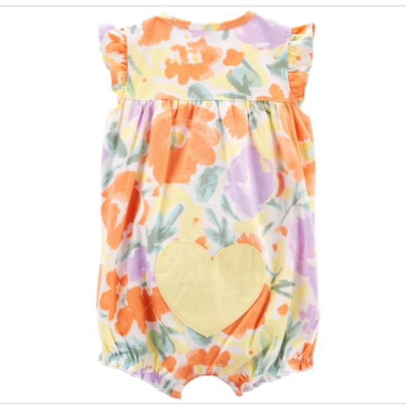 CARTER's: Baby Girl's BUTT HEART APPLIQUE Romper / Onesie - Picture 2 of 6